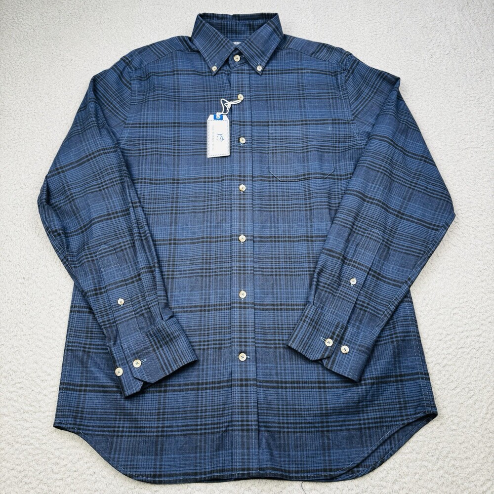 SOUTHERN TIDE Shirt Mens Small Blue Black Plaid Classic Fit Stretch Casual Tags